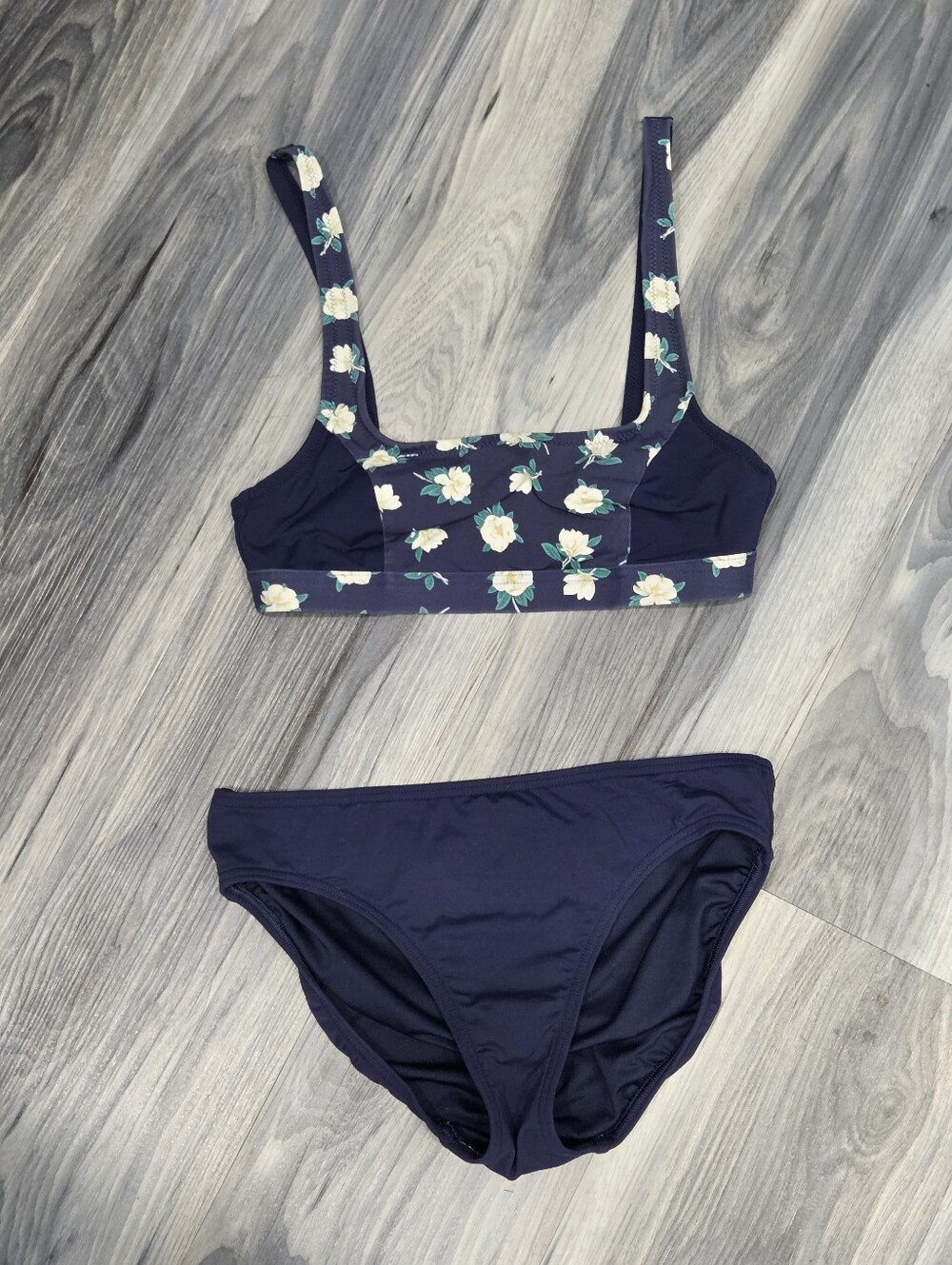 🛍Land's End Draper James Navy & White Floral Bikini Size Womens 2/XS
